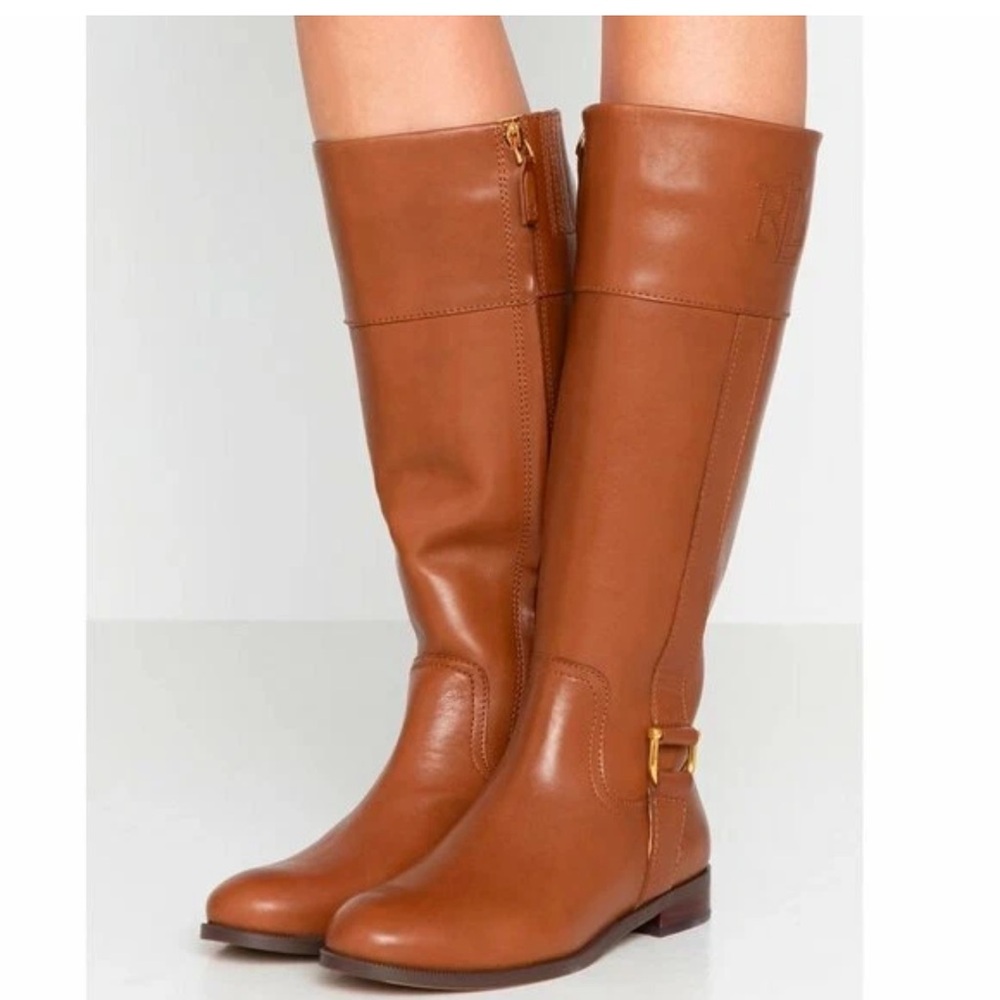 NEW RALPH LAUREN BROWN LEATHER TALL RIDING BOOTS SIZE61/2